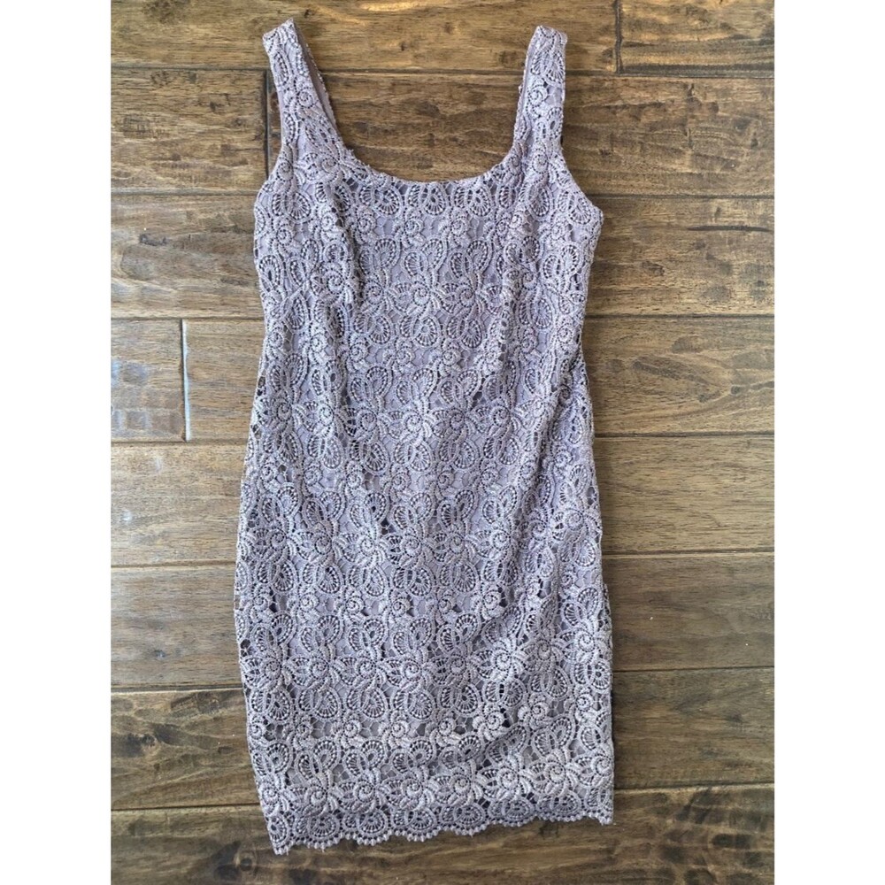 Ignite Evenings Cocktail Pencil Dress sz 10 Lace Gunmetal Metallic Wedding Guest